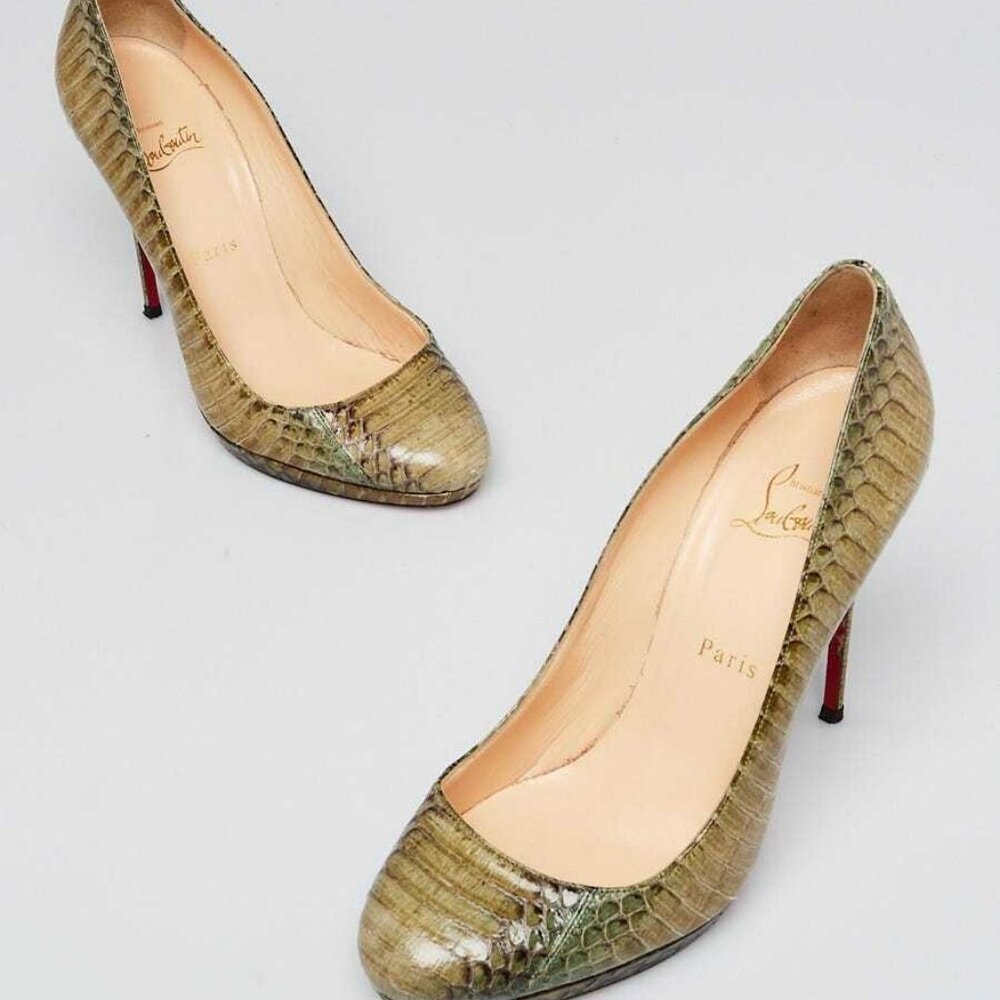 Christian Louboutin Green Python New Simple 120 P… - image 1
